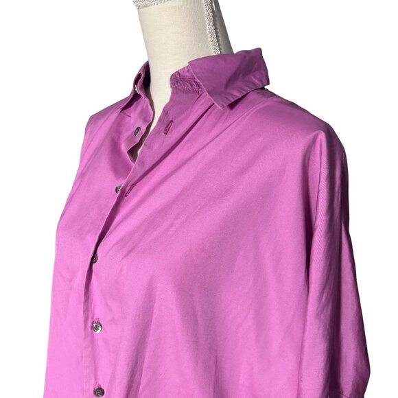 Eskandar purple cotton oversized button up shirt size 0 S M lilac pink lagenlook - Picture 3 of 8